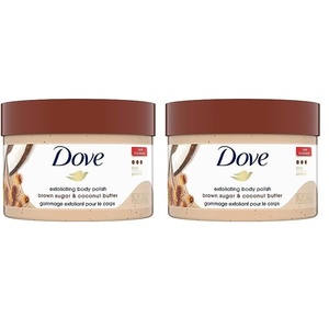 Dove Scrub Brown Sugar & Coconut Butter For Silky Smooth Skin Body Scrub Exfoliates & Restores Skin’s Natural Nutrients 10.5 oz(Coconut Butter)